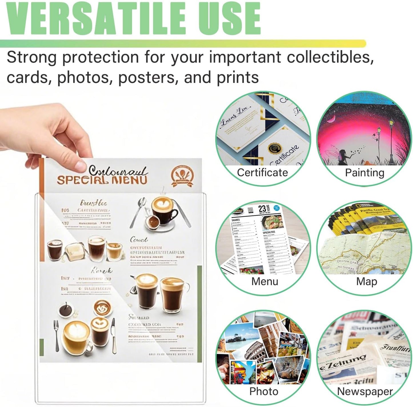 25PCS 6" x 9" Clear Rigid Card Sleeves – Waterproof Hard Plastic Protectors for Postcards, Prints, Photos, Trading & Sports Cards – Top Load Jumbo Sheet Holders