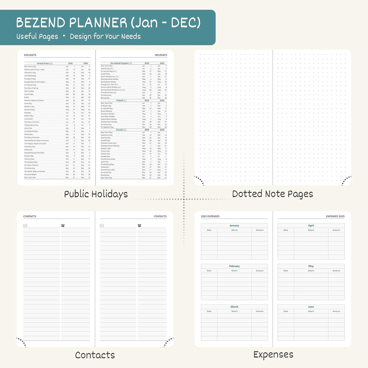 BEZEND Pocket Calendar 2026 Weekly and Monthly (3.5" x 6") Small Daily Planner for Purse (Jan-Dec) with Notes & Expenses, Inner Pocket, Pen Holder, Vegan Leather Hardcover - Red