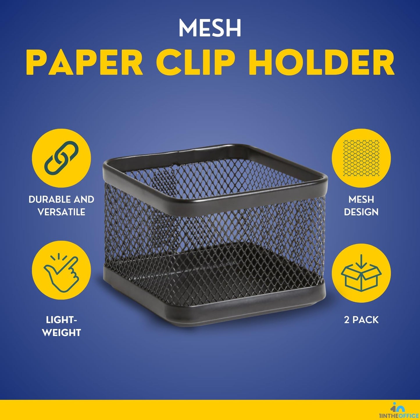 1InTheOffice Mesh Paperclip Holder For desk, Paperclip Holder Desk Accessories Holder(2 Pack)
