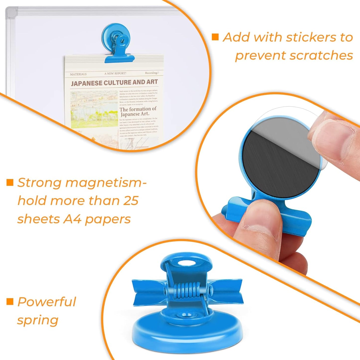 VNDUEEY 20 Pack Magnetic Paper Clip Dispenser Holder, Paperclip Dispenser for Desk, School, Office, Fridge Magnets Refrigerator Magnets, Magnet Clips for Whiteboard Locker (Blue) ﻿