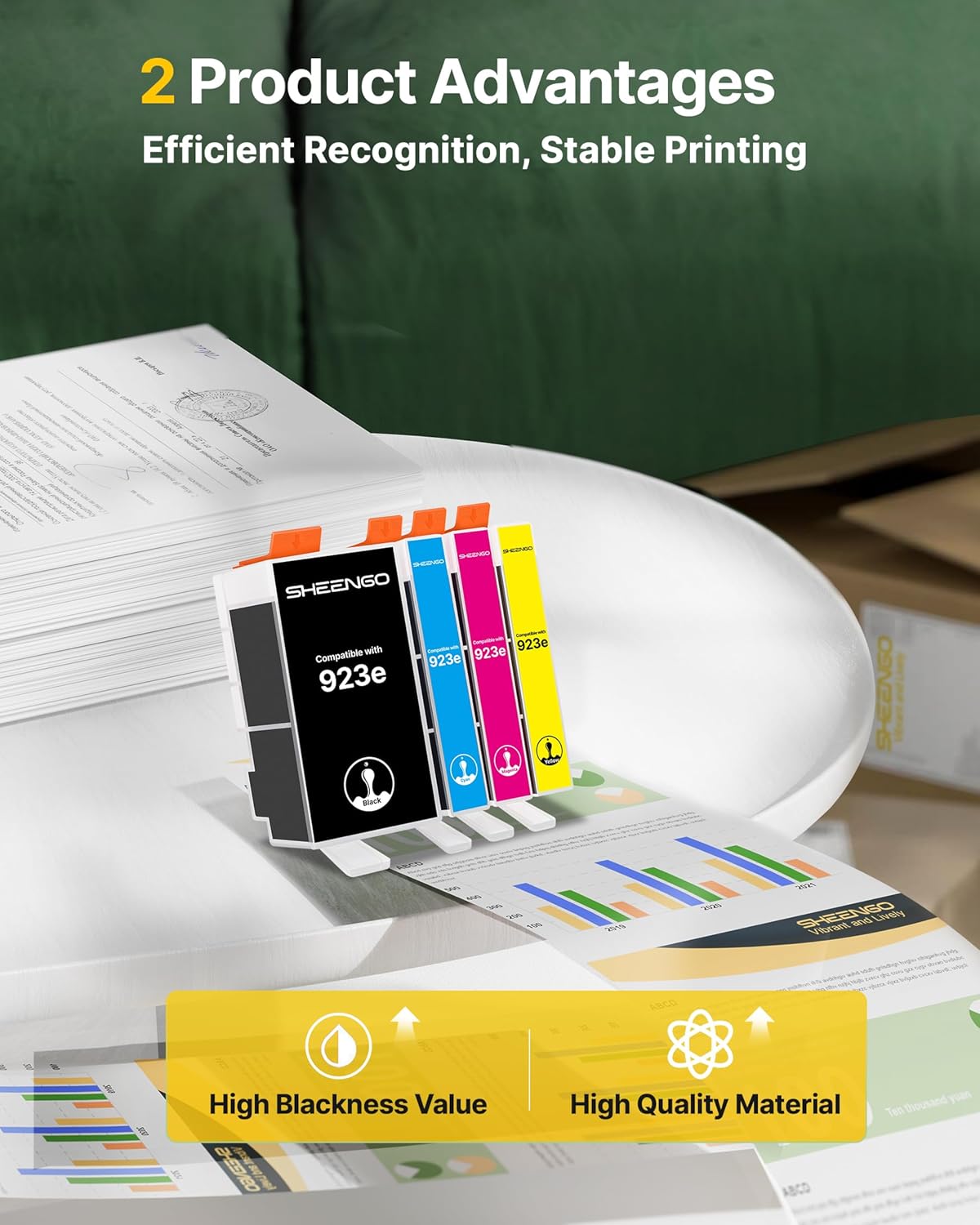 923XL 923e 923 Ink Cartridges for HP Printers with Chip Replacement for HP Ink 923e 923 for OfficeJet Pro 8135 8130 8139 8138 8122 8120 8124 8125 8130 8132 8134 Printer, Black Cyan Magenta Yellow