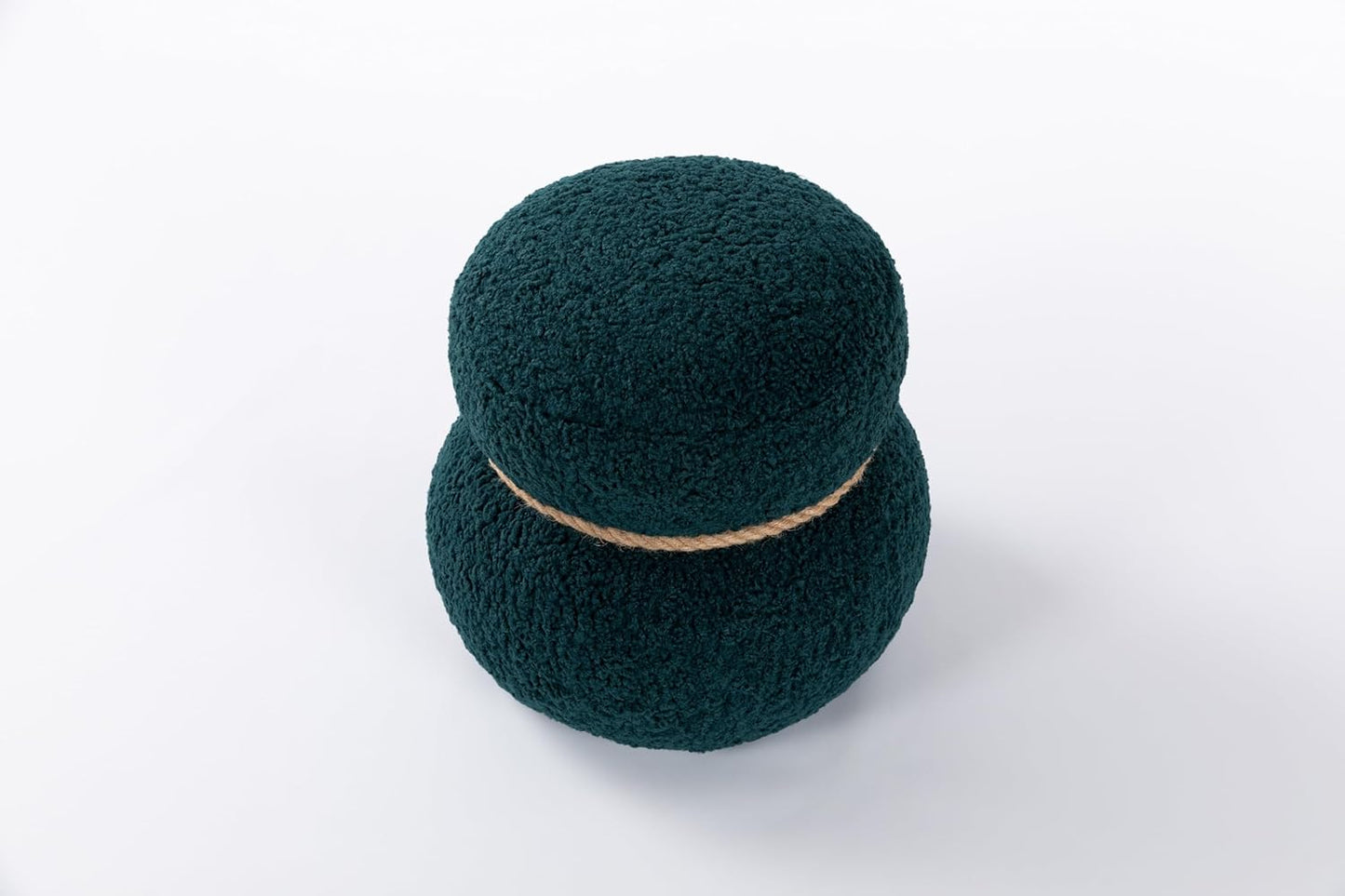 MEETAKING Small Round Foot Stool, Teddy Fabric Footrest Ottoman Stool with Non-Skid Legs, Modern Footstools Step for Couch, Desk, Office, Living Room (Green)