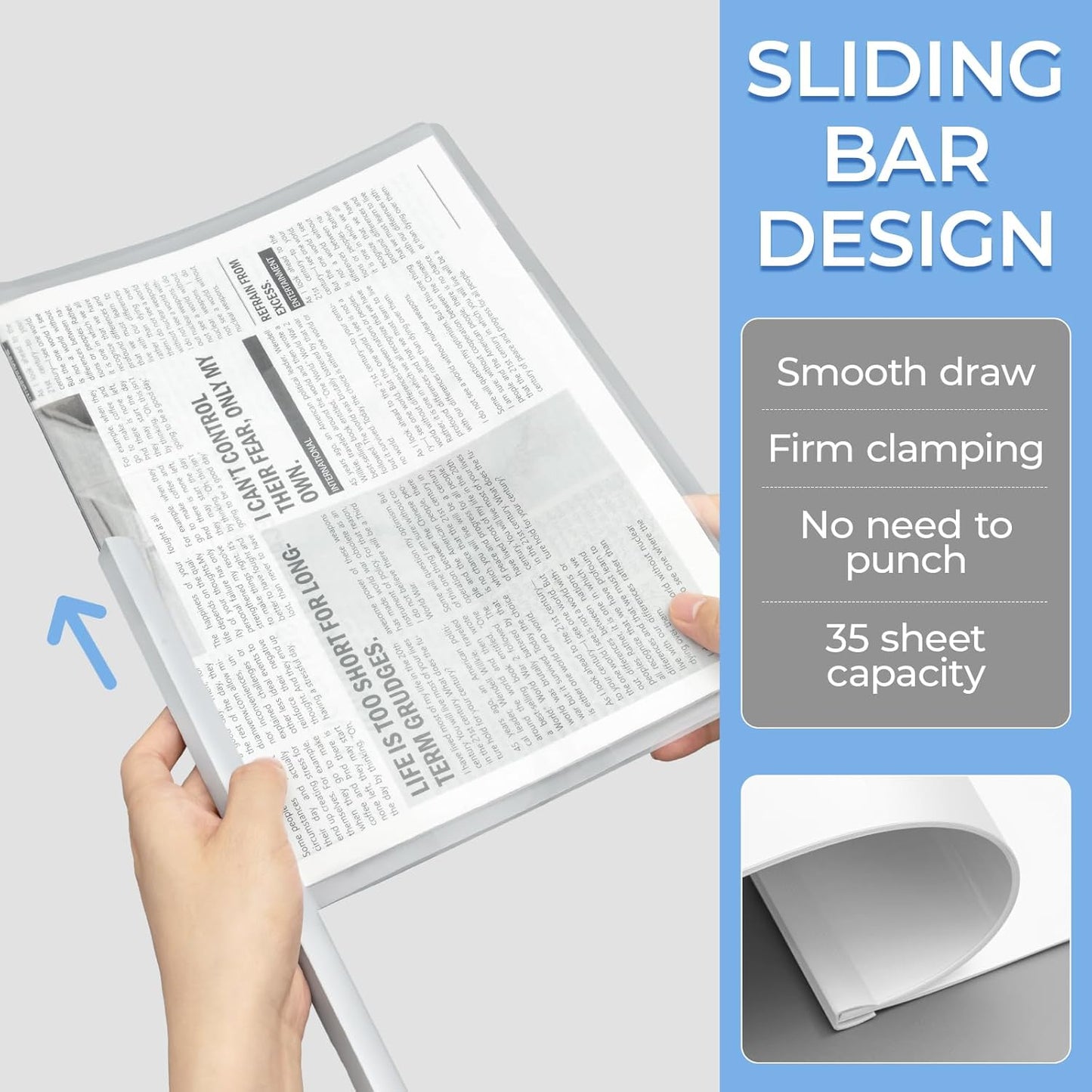 M&G 10 Pack Report Covers with Sliding Bar, 5mm Clear Report Folder for A4 and Letter Size Paper,35 Sheet Presentation Folders, 8.7X 12.2inch