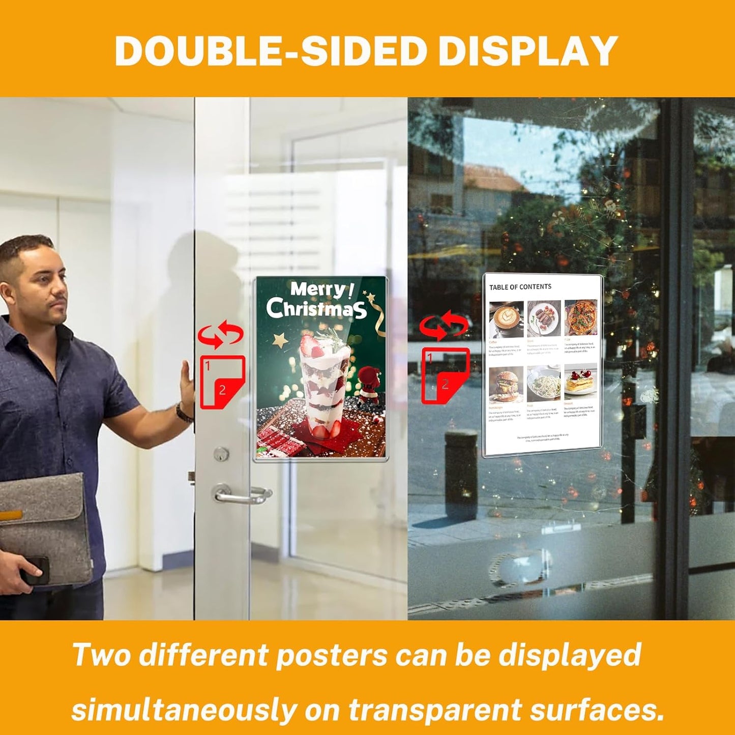 Magnetic Wall Sign Holder 8.5x11 10 Pack, Clear Rigid Plastic Sign Holders with Magnet Strips and Adhesive Strips for Office/Restaurant Door/Display Window Poster/Document