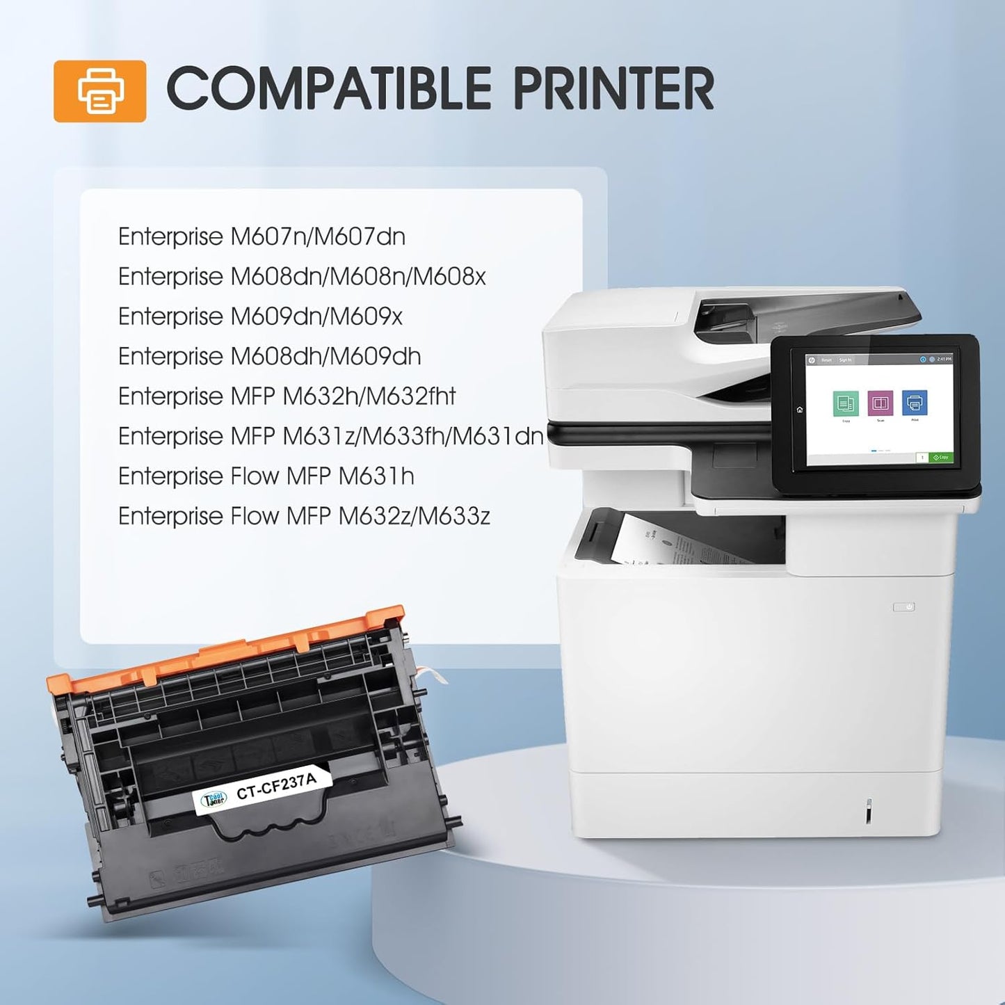 CF237A 37A Black Toner Cartridge 4-Pack Compatible for HP 37A Black Toner Cartridge CF237A 37X CF237X for Enterprise M607n M607dn M608n M608dn M607 M608 M609 MFP M631 M632 M633 Series Printer