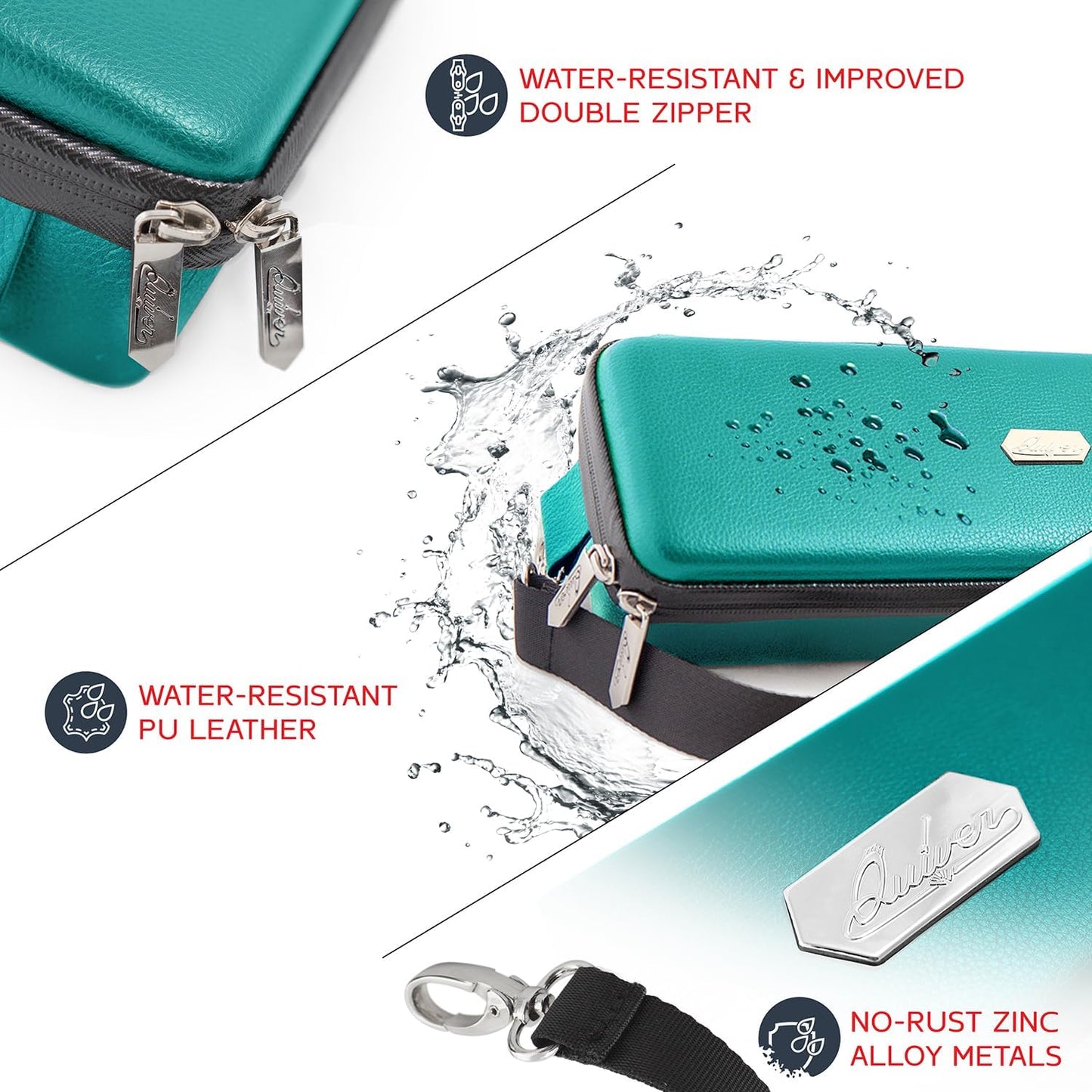 Quiver Time Teal Bolt Card Carrying Case fits Pokemon Cards and other TCG Games - Storage Bag for Playing/Trading Cards and Deck Box (Straps, Dividers & 100 Apollo Card Sleeves)