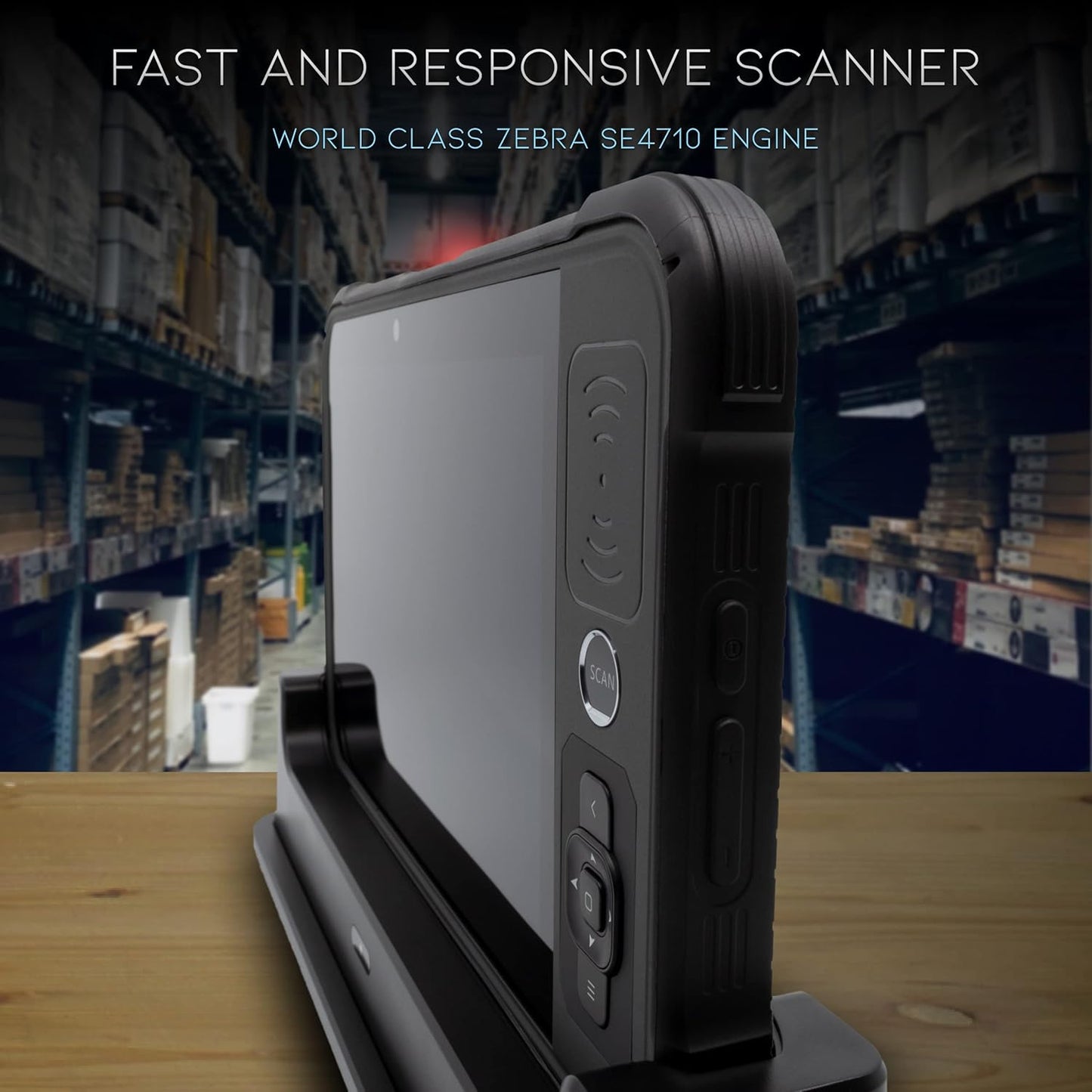 Heavy Duty Android Tablet with Integrated Barcode Scanner, 2D/1D/QR Zebra SE4710 Reader, Android 9, WiFi/GPS/Bluetooth, 8000mAH All-Day Battery (Tablet + Protective Case + Charging Cradle)