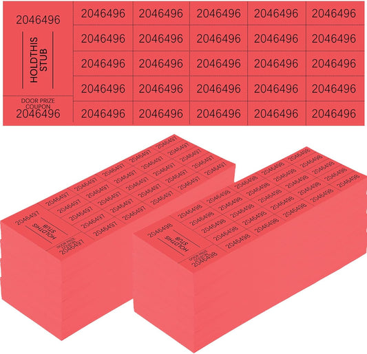 Kosiz 1000 Sheets 25 Bid Raffle Ticket Sheets Chinese Auction Tickets Numbers for Basket Events and Silent Auctions (Red)