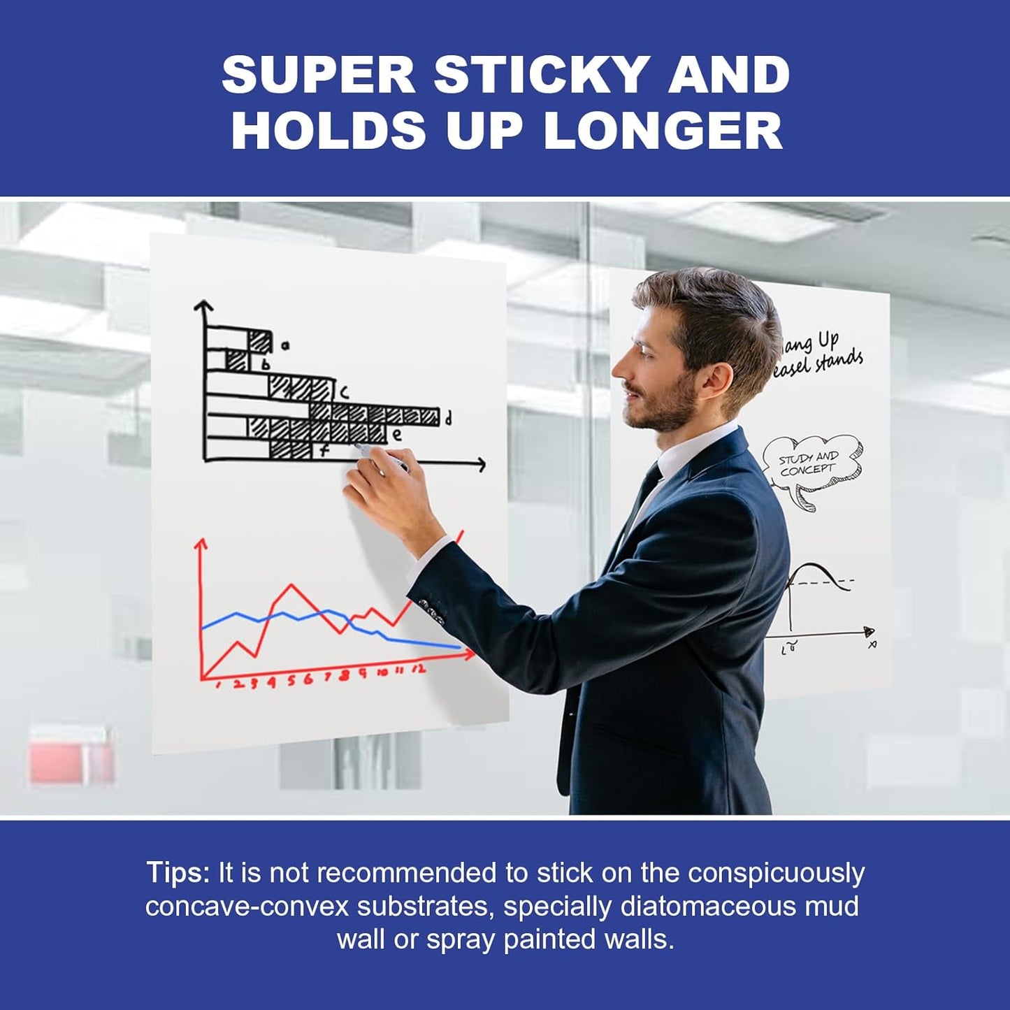 Comix Sticky Easel Pad, Large 20 x 23 Inches Flip Chart Paper for Teachers, Businessmen, Office Workers, Self Stick Easel Paper, 30 Sheets/Pad, 3 Pads/Pack