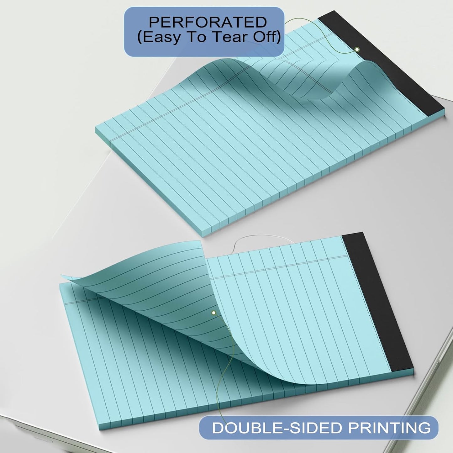 6pcs Small Note Pads, Blue Notepads 5x8 College Ruled Notebook, Writing Pads 5 x 8, Legal Pads, Memo Pad Paper Perforate Narrow Ruled Notebooks for Work, School, Office,30 Sheets/Pack