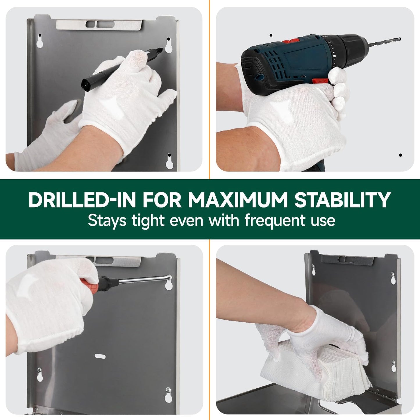 Wall Mount Paper Towel Dispenser 250-Sheet Capacity Brushed Stainless Steel Lockable Fits Multifold/Z-Fold Towels (Folded Size ≤ 10.6" x 3.9")