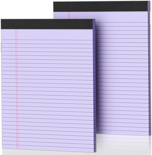 2 Pack Legal Pads 8.5 x 11 Purple Note Pads 8.5 x 11 Notepad 8.5 x 11 Micro Perforated Writing Pads 8.5 x 11 Lined Paper Pads Wide Ruled Pad of Paper 30 Sheets Notebook for Study, To-Do Lists, Office