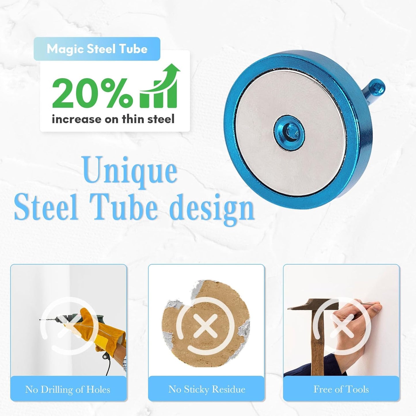 Neosmuk Magnetic Hooks, Heavy Duty 170lb Strong Magnets for Cruise Cabins, Ship Essentials, Large Metal Hooks for Hanging on Fridge(RoyalBlue,Pack of 4)