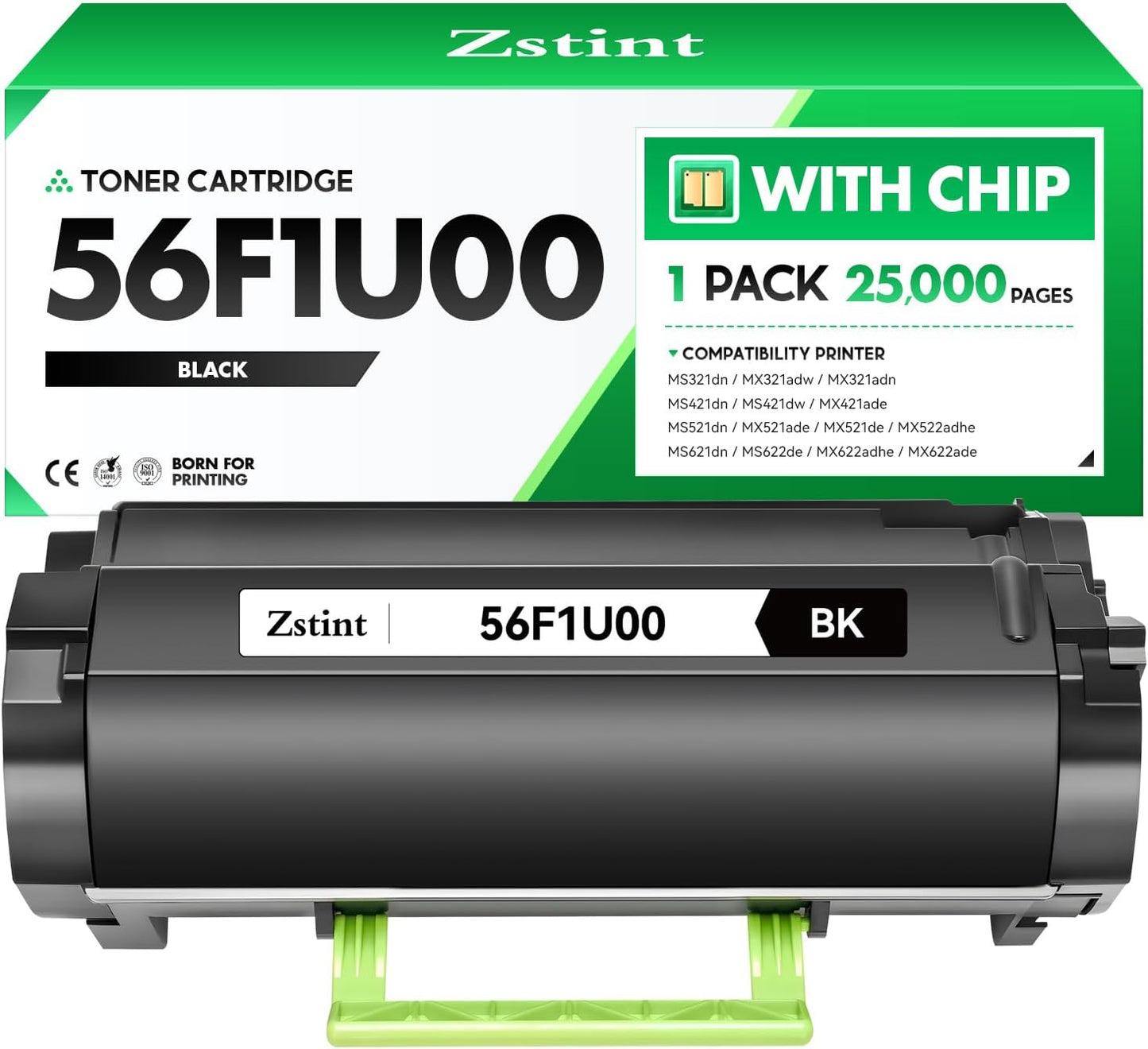 56F1U00 Toner Cartridge Black 1-Pack Ultra High Yield (with Chip) Remanufactured for 56F1U00 Toner Compatible with Lexmark MS421dn MS521 MS621 MS622de MX321adw MX421 MX521de MX522 MX622 Laser Printers