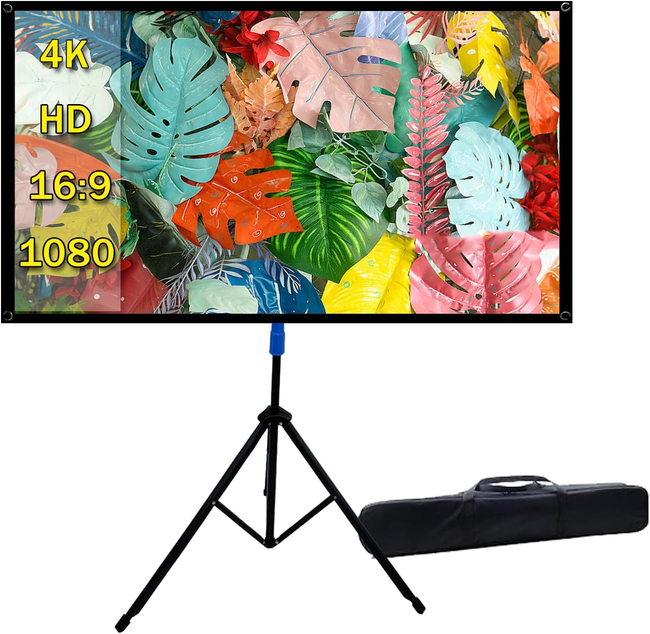 Projector Screen with Stand Outdoor 70 inch 4K HD 1.5-Gain Wrinkle-Resistant Movie Screen, 160° Viewing Angle, Projection Screen for Movie Night and Indoor 【70in】