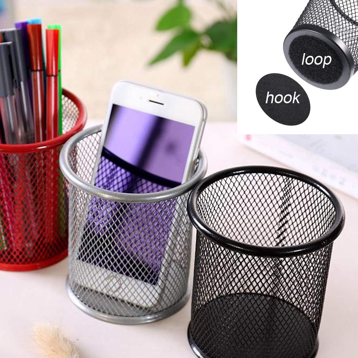 BRAVESHINE Adhesive Tape - 16PCS Hook and Loop Fasteners - Double Sided Sticky-Back - Heavy-Weight Carpet Gripper Pad Wall Mounting Tapes for Home Office Phone Mount - Round 1.5inch