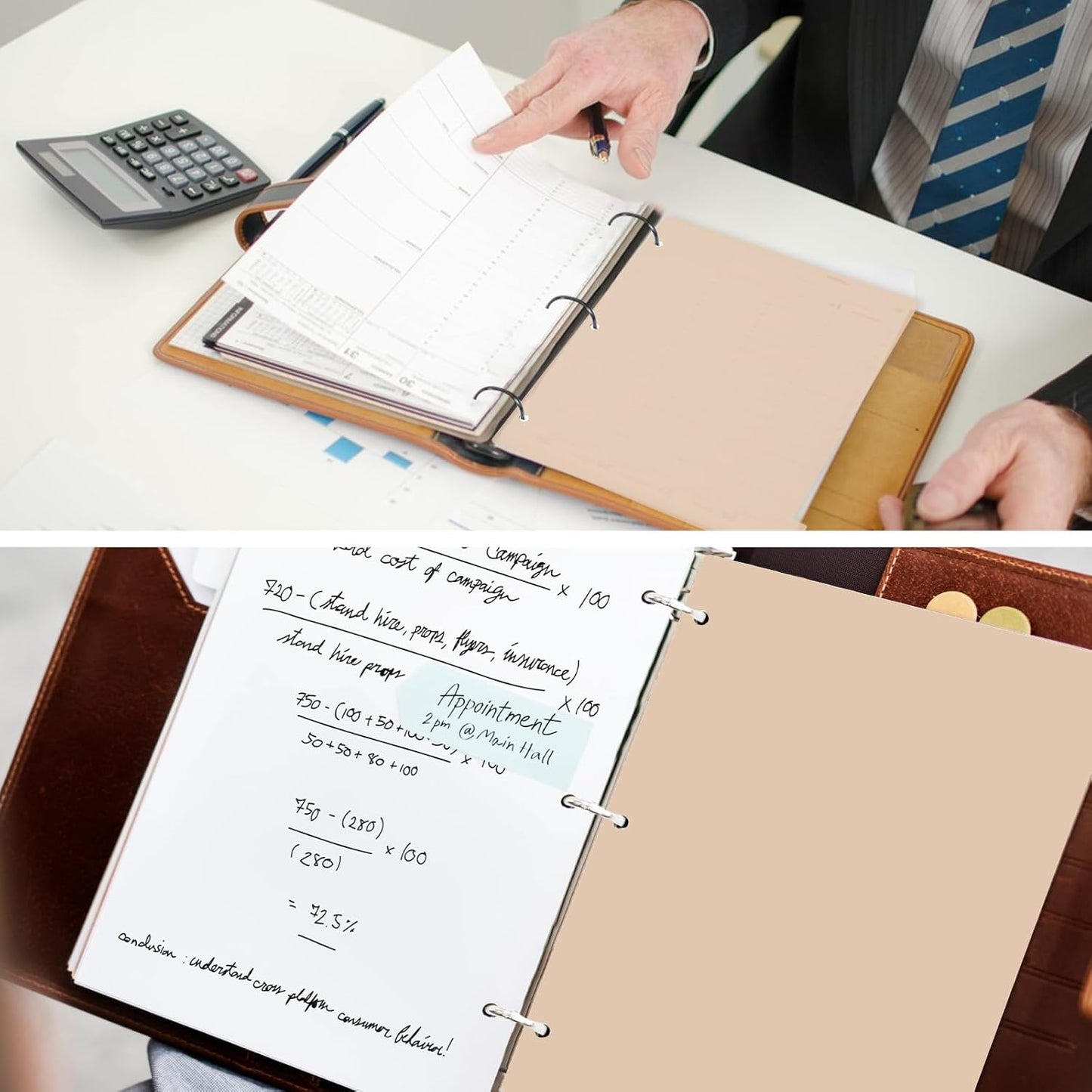 3 Ring Orange Binder Dividers with 8-Tabs, A4 Binder Dividers, Sturdy Plastic Divider, Aesthetic Divider for Binders, Suitable for Notebooks and Binders, 3 Hole Punch (Orange)