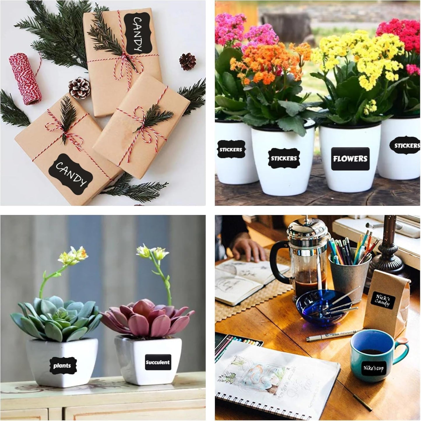 Chalkboard Label 300 Pcs Waterproof Reusable Labels for Food Containers Chalk Sticker Labels with 3 Liquid Chalk Markers for Mason Jars, Parties Decoration, Craft Rooms, Storage, Home, Kitchen