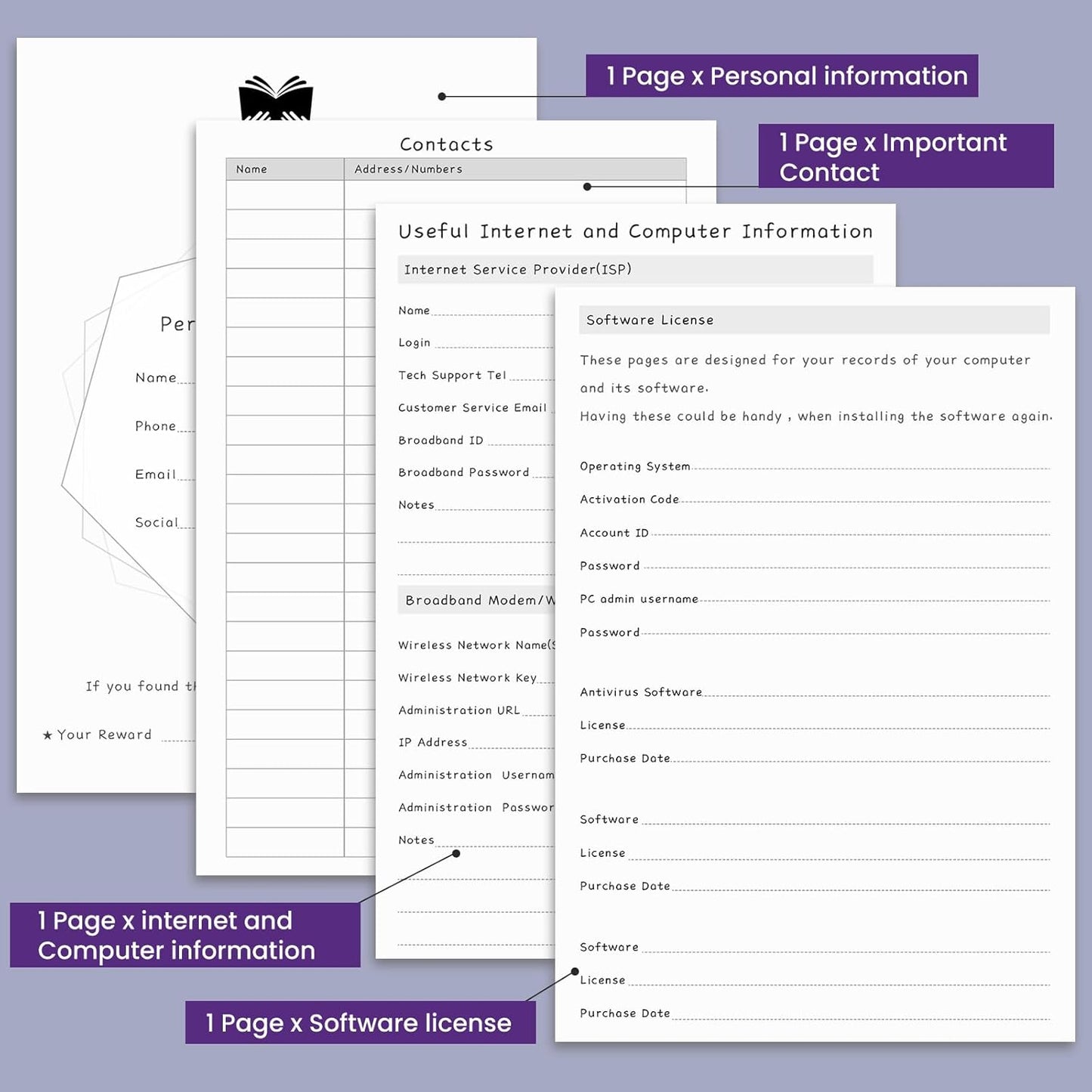 Password Book with Alphabetical Tabs, Hardcover Password Keeper, Size 4.4''x 6.1'' Password Notebook for Saving Internet Login, Username, Password Organizer for Computer & Website Logins,