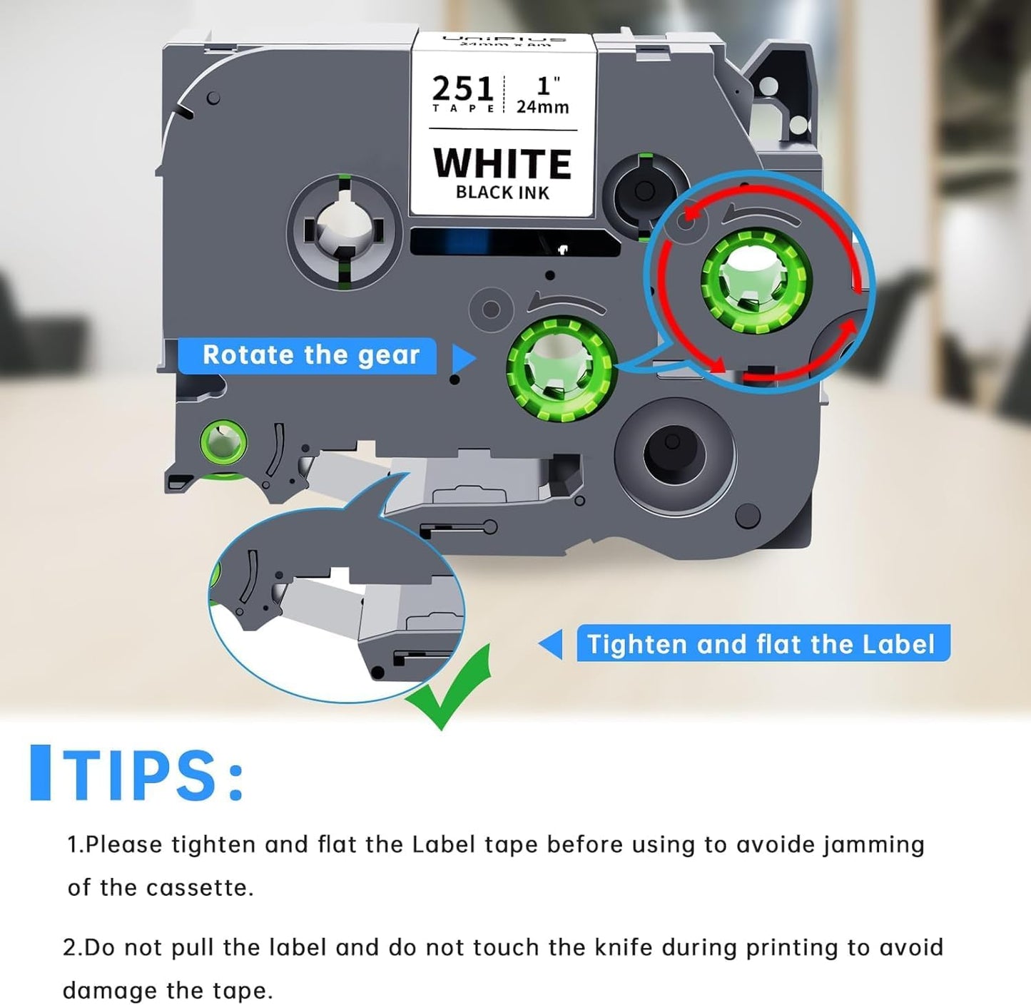6-Pack Compatible for Brother Tze-251 Tze-151 Tze-451 Tze-551 Tze-651 Tze-751 24mm 0.94" TZ Laminated Label Tape PTouch 1 inch Tape Work for PTP700 PTD600 PTD610BT PTP710BT PTP750W PTP910BT