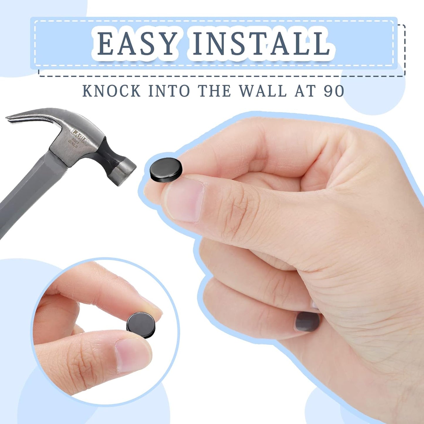 30 Pieces Push Pins, Metal Thumb Tacks for Picture Photo Hanging, Wall Pins for Board Posters Bulletin Maps, Wall Tack for Office Home Decorative (Black)