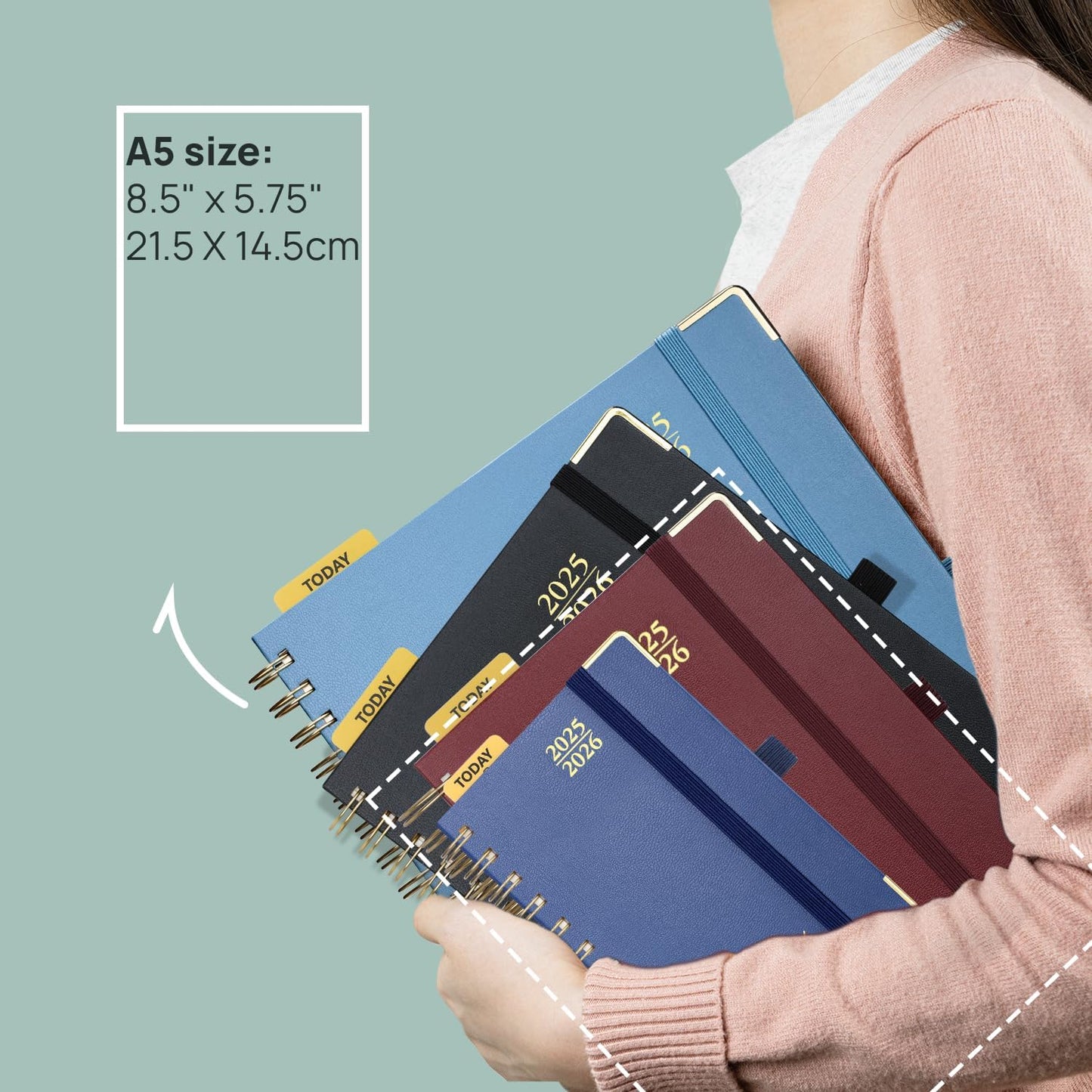 POPRUN Academic Daily Planner 2025-2026 One Page A Day - [5.75" x 8.5"- Spiral Hard Cover], Appointment Book (July 2025 - June 2026) with Monthly Calendar - Orange