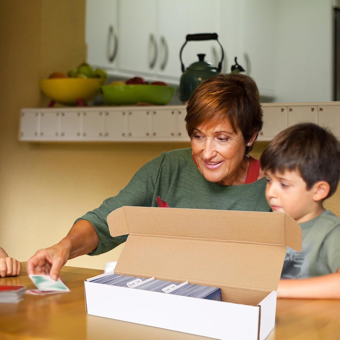 6 Pack Trading Card Storage Box Sports Game Cards Collector Boxes Cardboard Storage Boxes with Dividers for Card Collection, 14.2 x 3.7 x 2.75 Inches