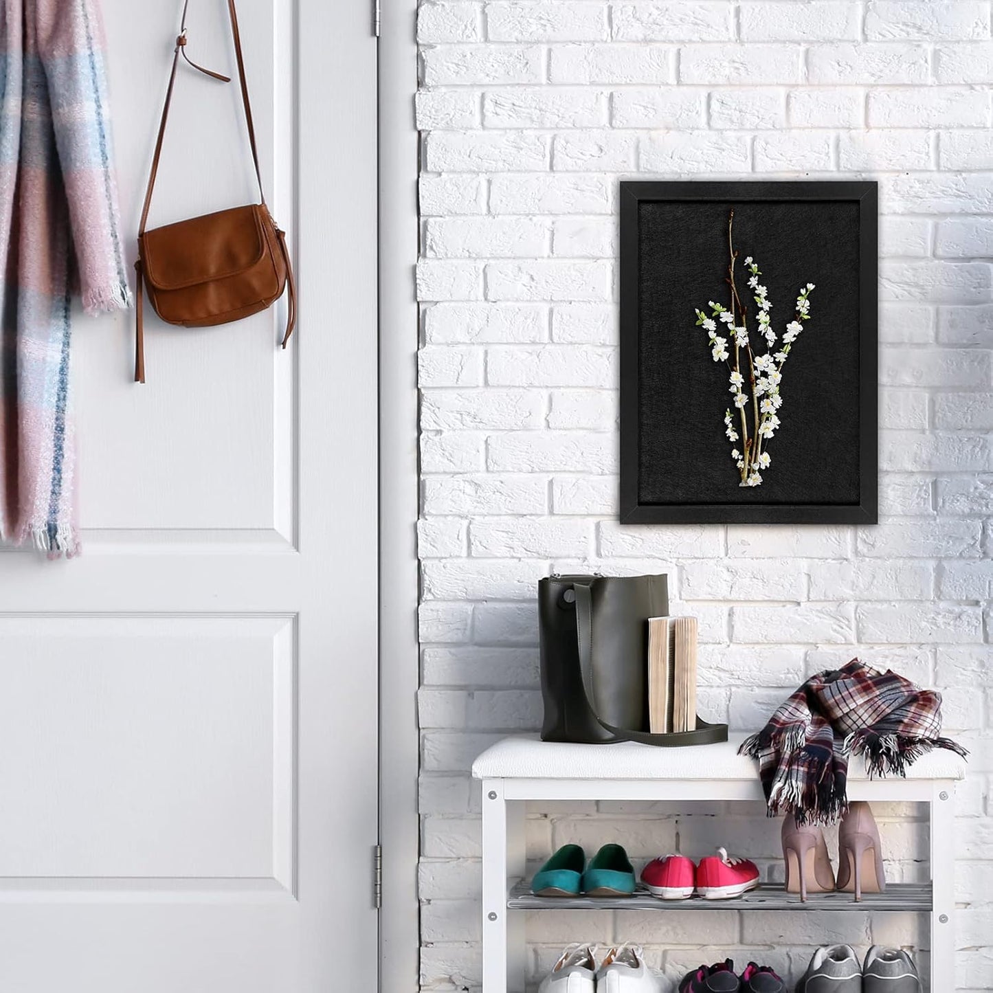 TORASO Cork Board Bulletin Board, Cork Boards for Walls with Pins, Eye Bolts, gaskets, Screws, Pin Board for Office, School and Home (All Black, 17“x23-2P)