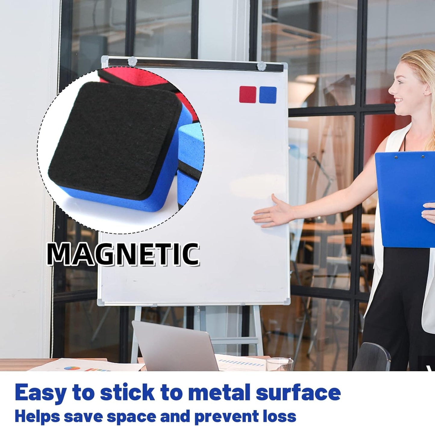 Dry Erase Eraser,12 Pack Magnetic Whiteboard Erasers,Small Dry Erase Board Erasers for Classroom, Home, and Office(12pcs-Square)