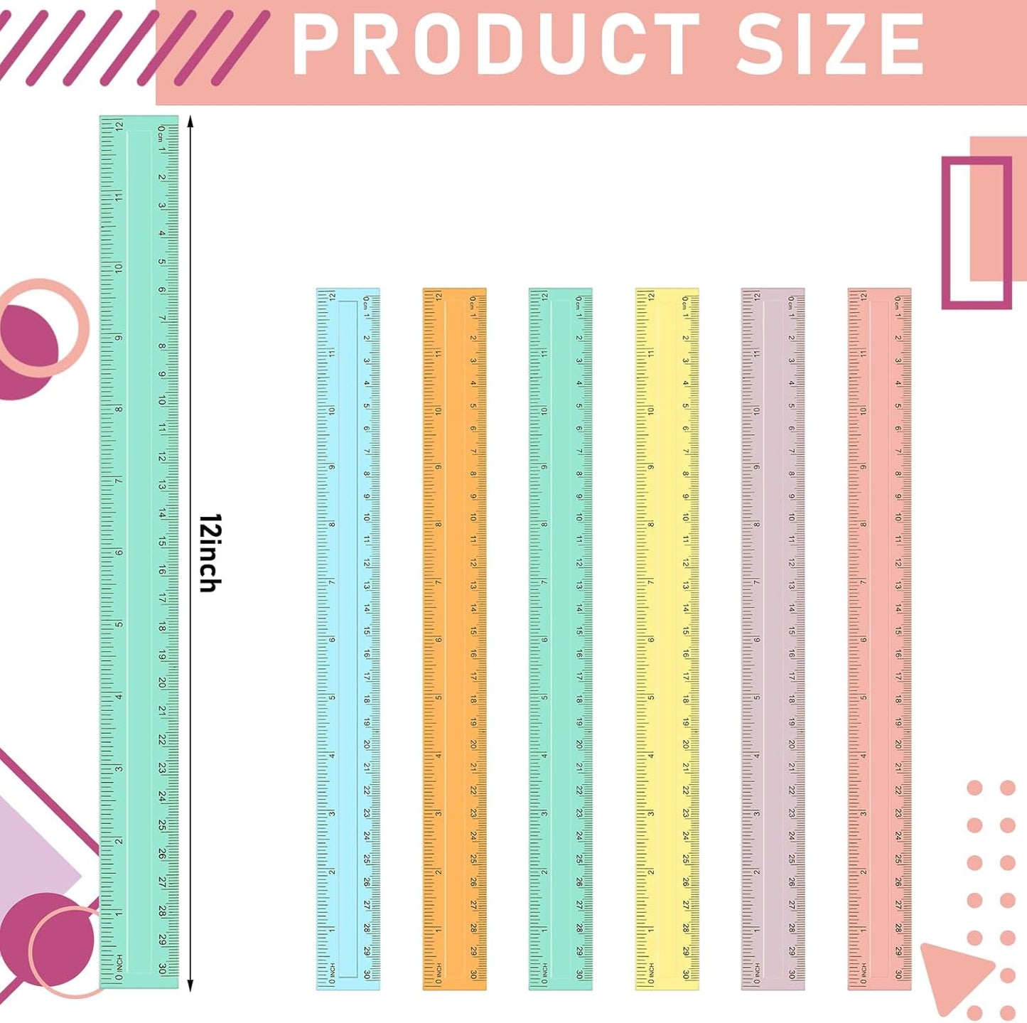 240 Pcs 12 Inch Plastic Rulers Bulk, Back to School Supplies, Assorted Colored Flexible Metric Rulers with Centimeters and Inches Measuring Tool for School Classroom Students(Pastel)