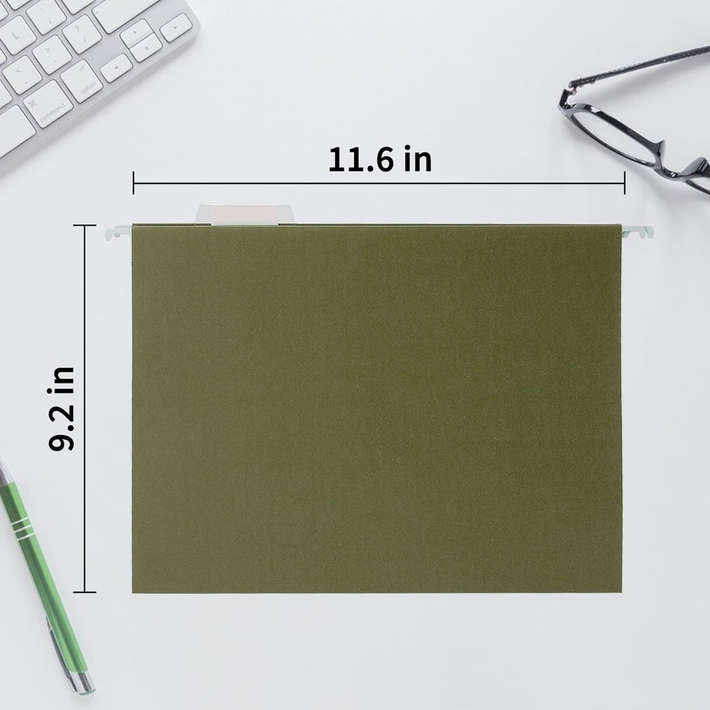 50 Packs Hanging File Folders,Standard Green,Letter Size File Folders with 1/5 Adjustable Cut Tabs,Decorative,Drawer,Desk and Cabinet Use