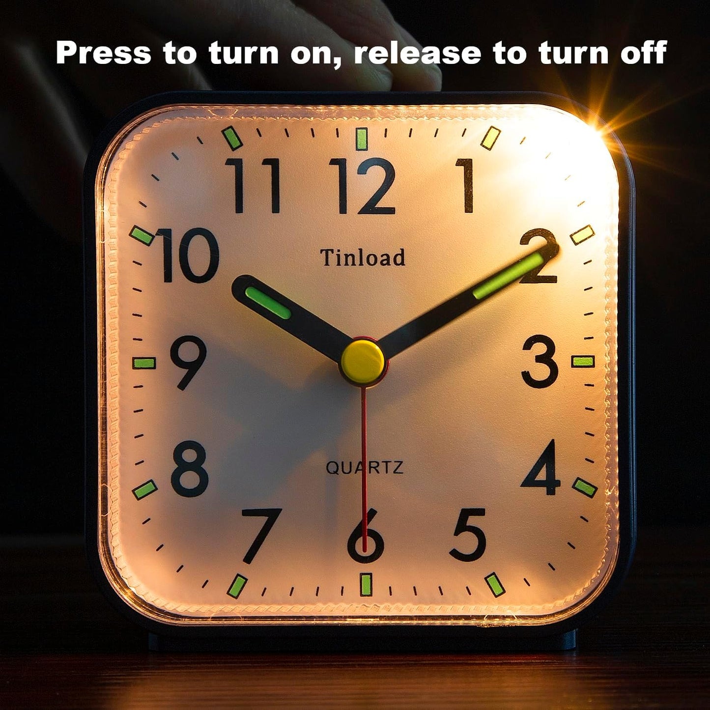 Small Battery Operated Analog Alarm Clock Silent Non Ticking, Ascending Beep Sounds, Snooze,Light Functions (Blue)