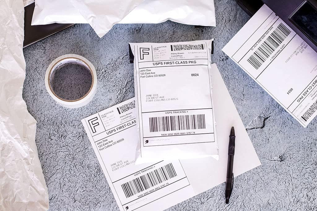 Premium Label Supply White Sticker Half Sheet Labels – 8.5" x 5.5" – Laser/Inkjet Compatible – (2 per Sheet), 200 Sheets - 400 Total Adhesive Labels