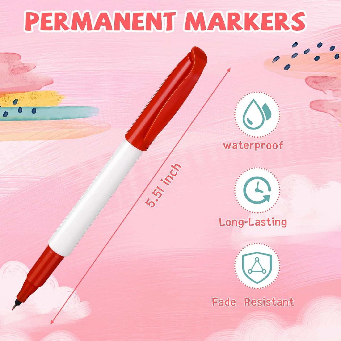 72 Pack 0.4mm Ultra Fine Point Permanent Marker Bulk, Fine Tip Permanent Markers Set, Quick Dry, Waterproof, Durable, Works on Paper, Glass, Ceramic, Plastic, Wood, Rock, Metal (12 Colors)