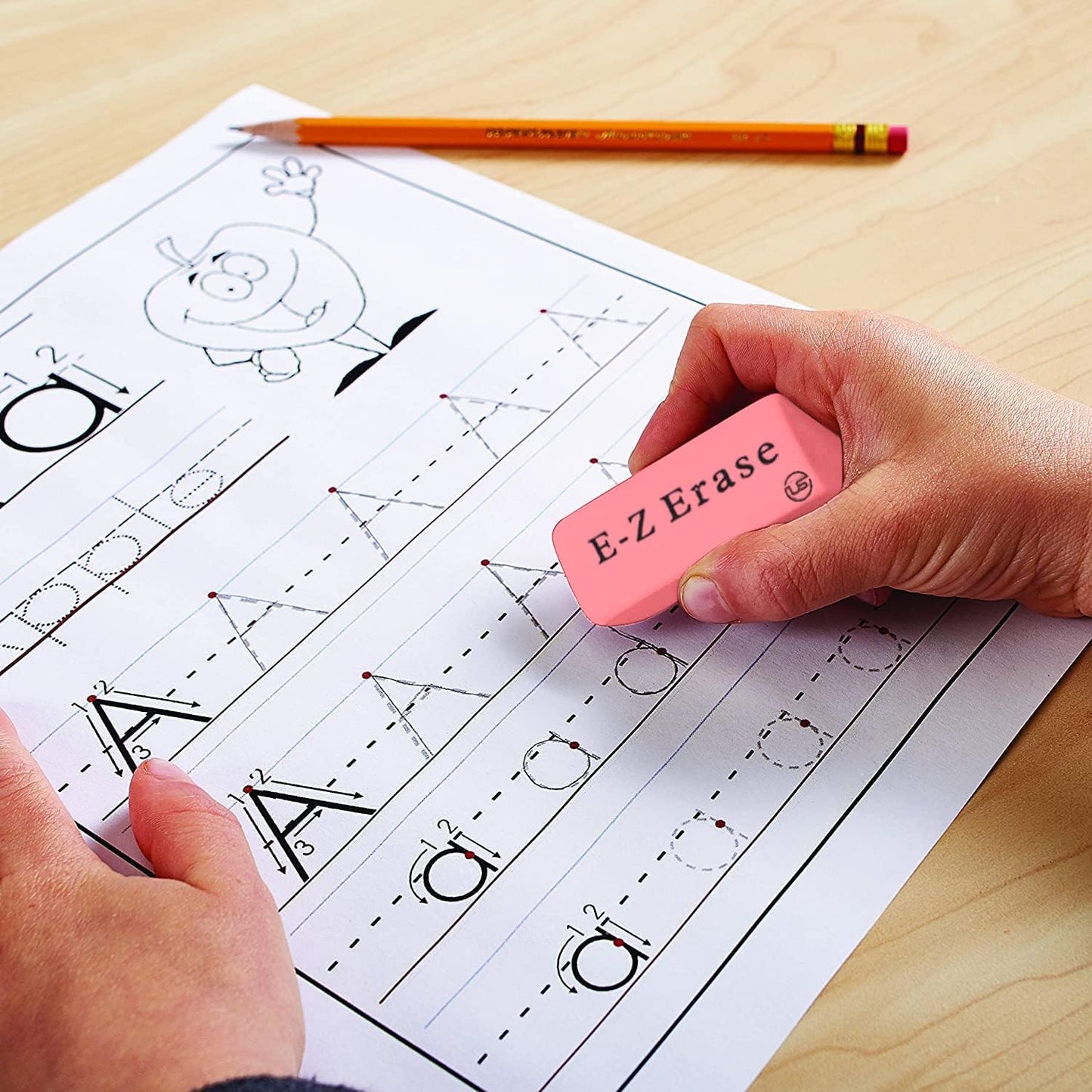 Pink Erasers, Erasers for Kids, Rubber Eraser, 12 Count, Erasers Bulk for School Supplies, Art, and Office Use