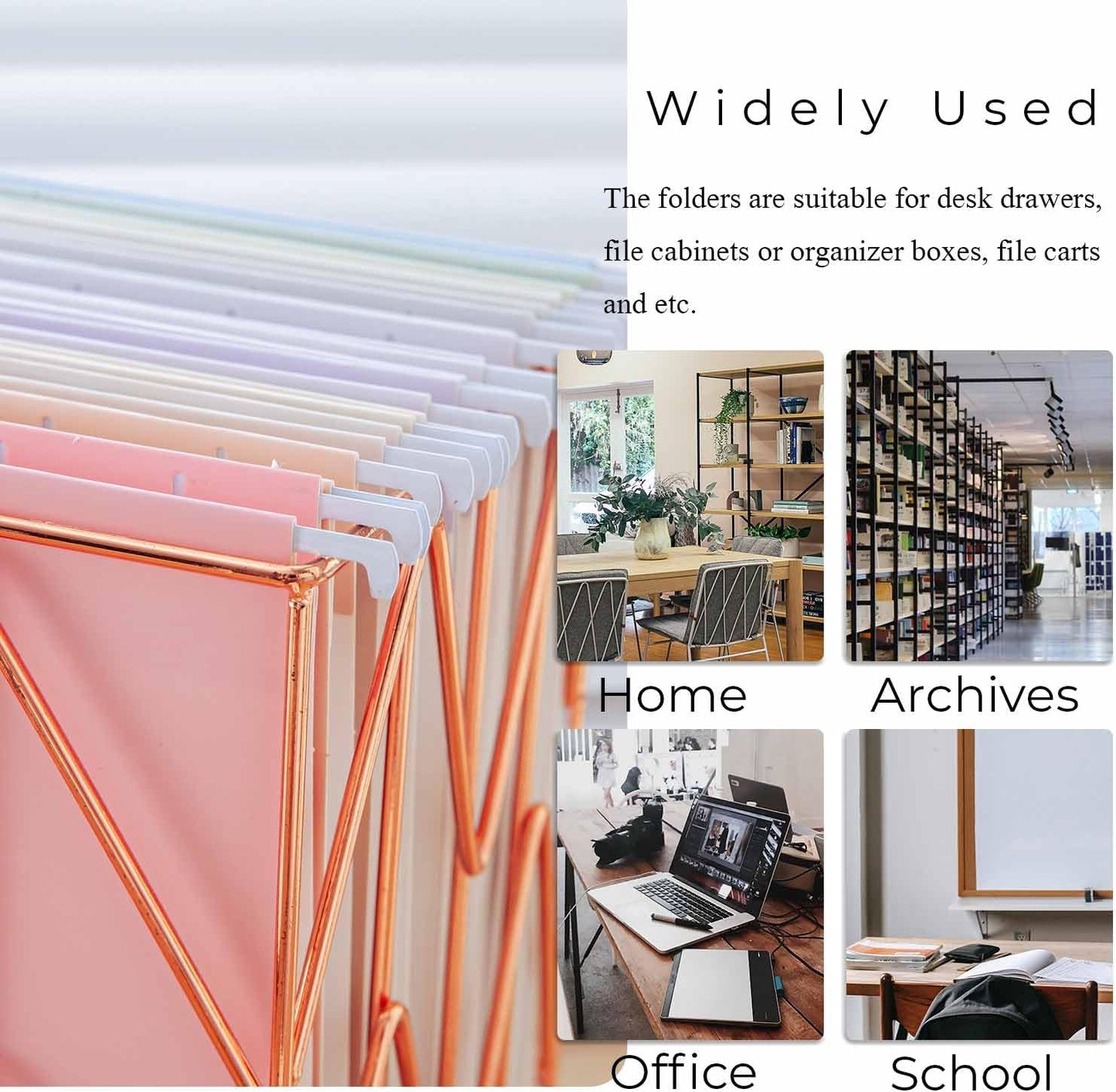 Y YOMA 12 Pack Colored Hanging File Folders Letter Size Decorative Hanging Folder Cute Pretty File Folderfor Filing Cabinet Drawer Office Home with 1/5-Cut Adjustable Tabs, Soft Color