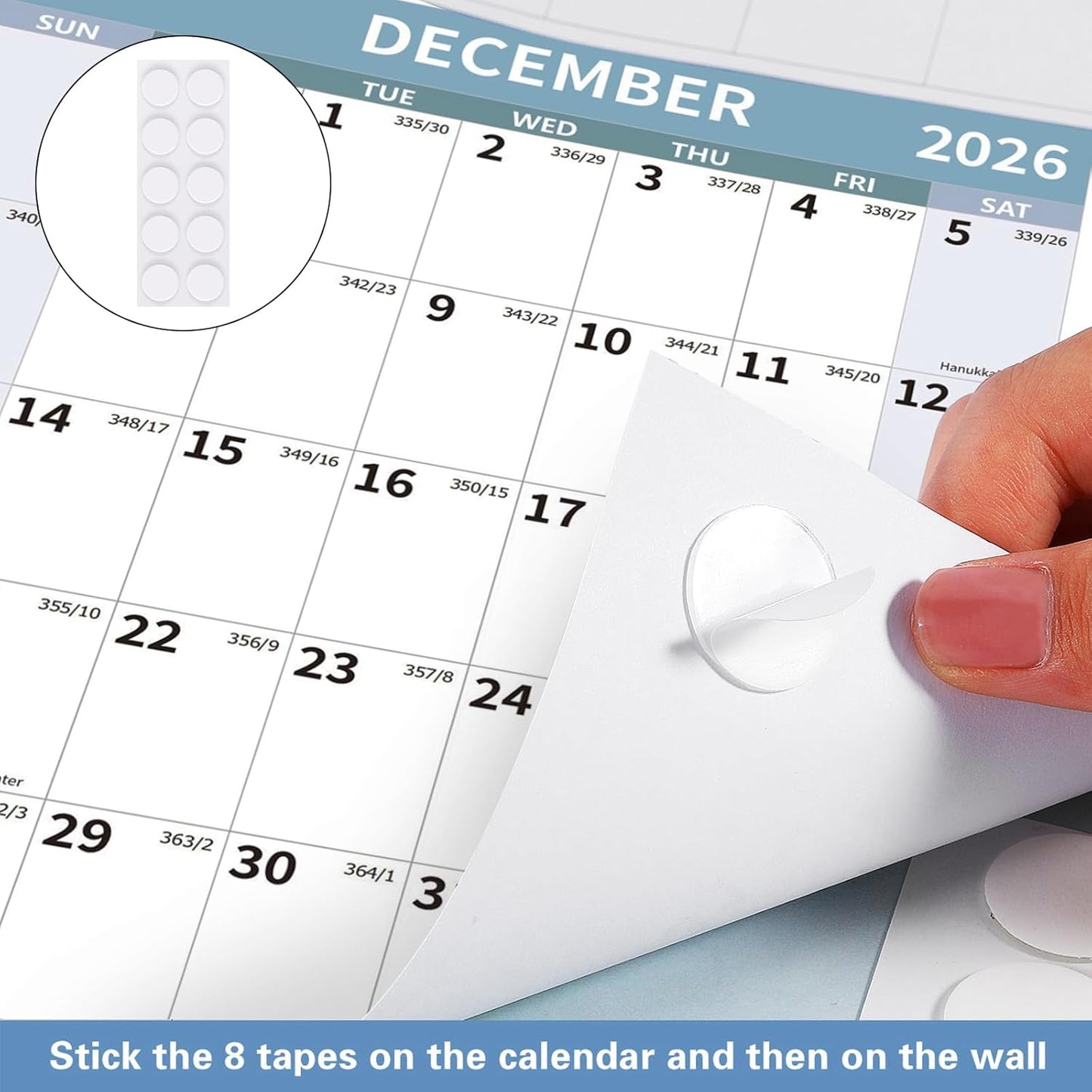 2026 Wall Calendar 34.8" x 22.8" Large Vertical Yearly Wall Hanging Calenda with Julian Date Thick Paper Calendar 12 Month Annual Wall Planner for Wall Office Fridge(Light Blue)