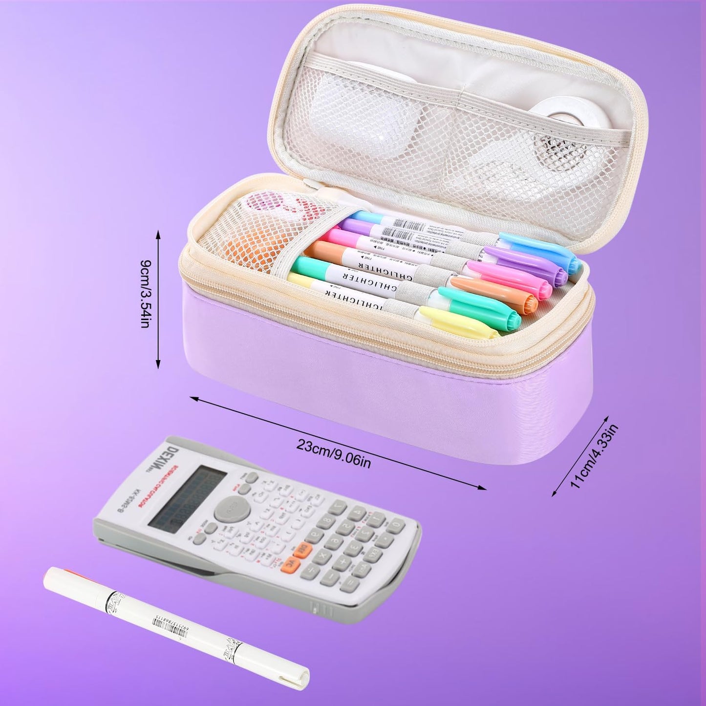 Pencil Case for Girls Kids Teens Adults Big Pencil Bag with Zipper Big Pen Pouch Large Stationery Pen Case Organizer for School Purple