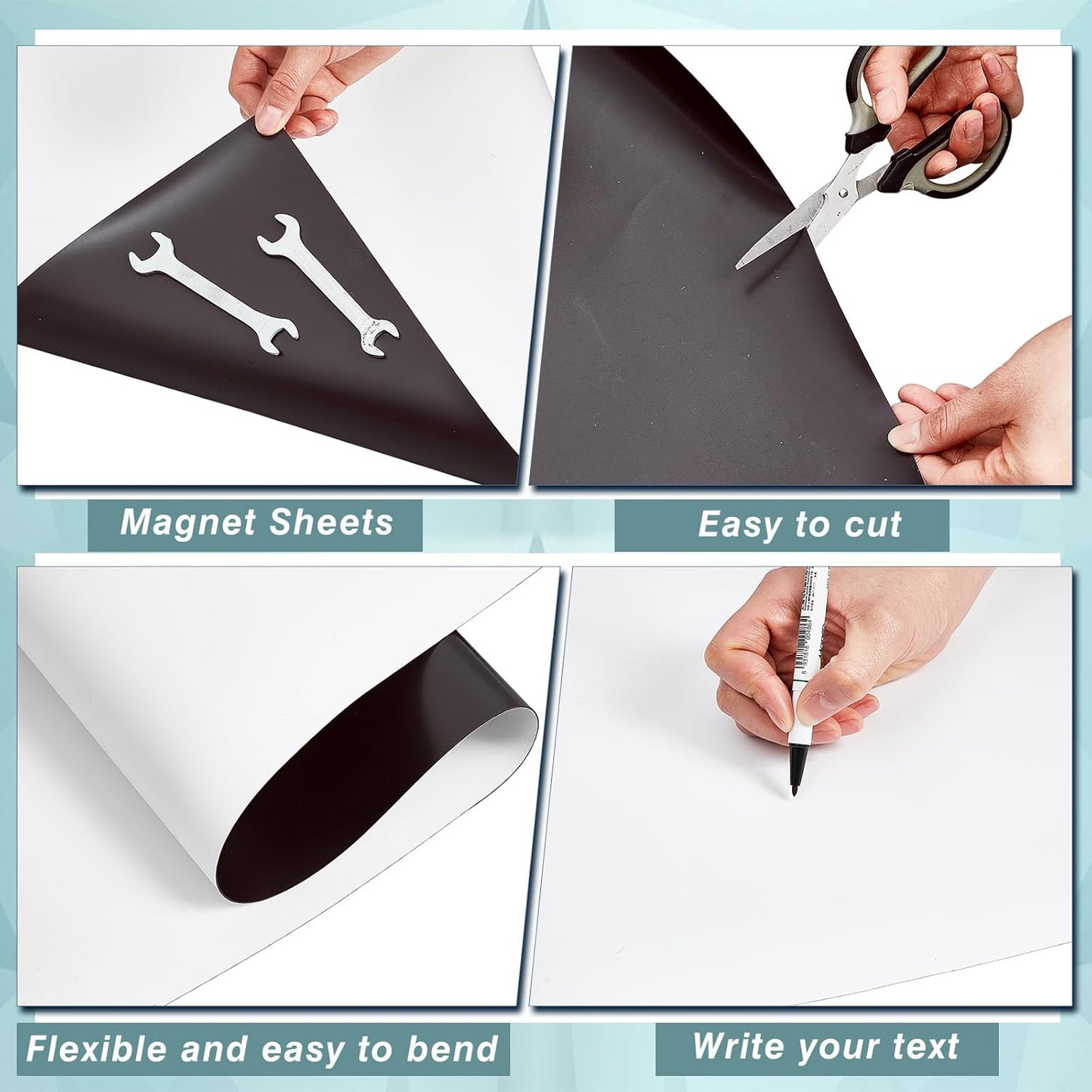 Amylove Blank White Surface Magnet Sheets 36 Inch x 12 Feet, 30 Mil Magnetic Roll Printable Flexible Vinyl Blank Magnetic Sign Sheet Safe for Vehicles DIY Craft Project