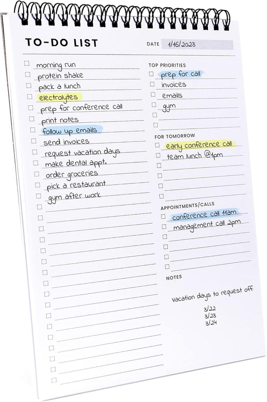 Of a Happy Kind To Do List Notepad: With Multiple Functional Sections - 6.5 x 9.8 60 Sheets - Spiral Daily Planner Notebook - Task CheckList Organizer Agenda Pad for Work - Note and Todo Organization