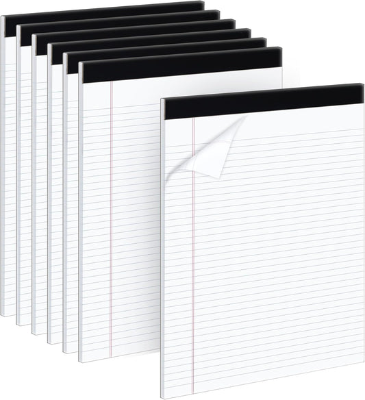 Office Legal Pads | Note Pads For Work | Memo Pads | 8.5 x 11 inches Lined Paper Pad | Narrow Rule 50 Sheets Pads | Set of 6 White Writing pads for Home, School, Teachers, Businesses