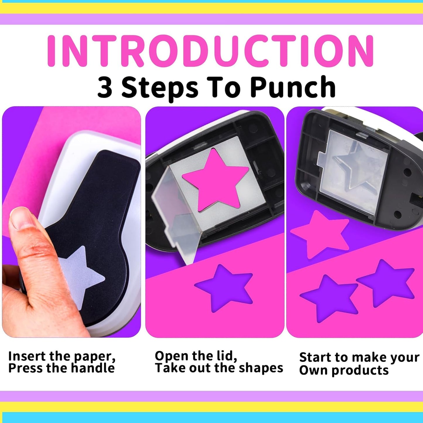 Craft Holes Punch, 2 Inch Star Shape Paper Punchs Scrapbook Punches for Craft, DIY Handmade Paper Punch for Festival and Greeting Card Making