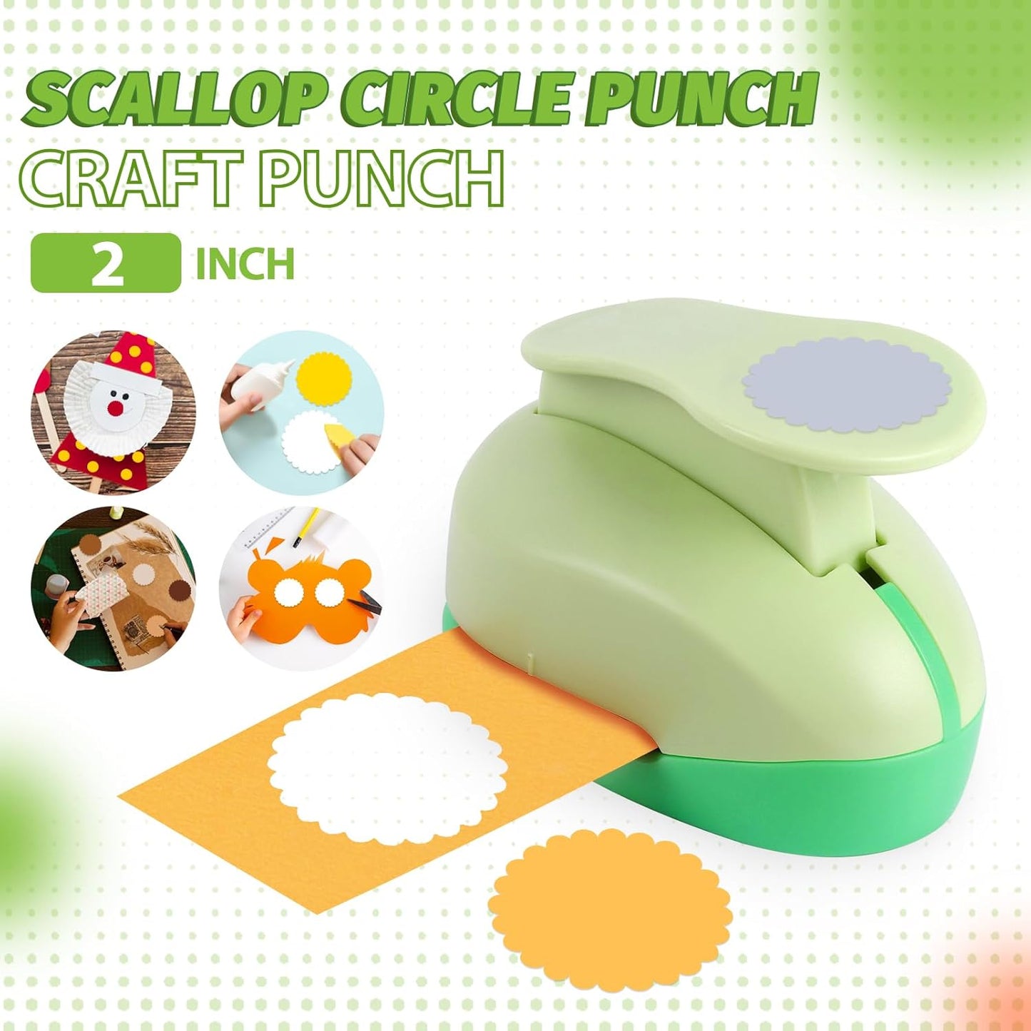 UCEC 2 inch Scallop Circle Punch, Circle Ware Punch, Craft Lever Puncher, DIY Handmade Paper Punches for Paper Crafting Scrapbooking Cards Arts