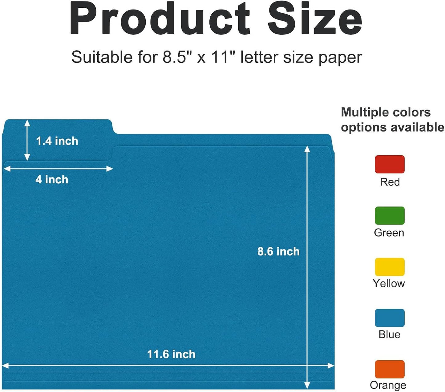 ViVin File Folder, 250 Pack Colored File Folders with 1/3-Cut Tabs, Fits 8.5 * 11 Letter Size Paper, Manilla Folders for Home Office School Documents(Assorted)