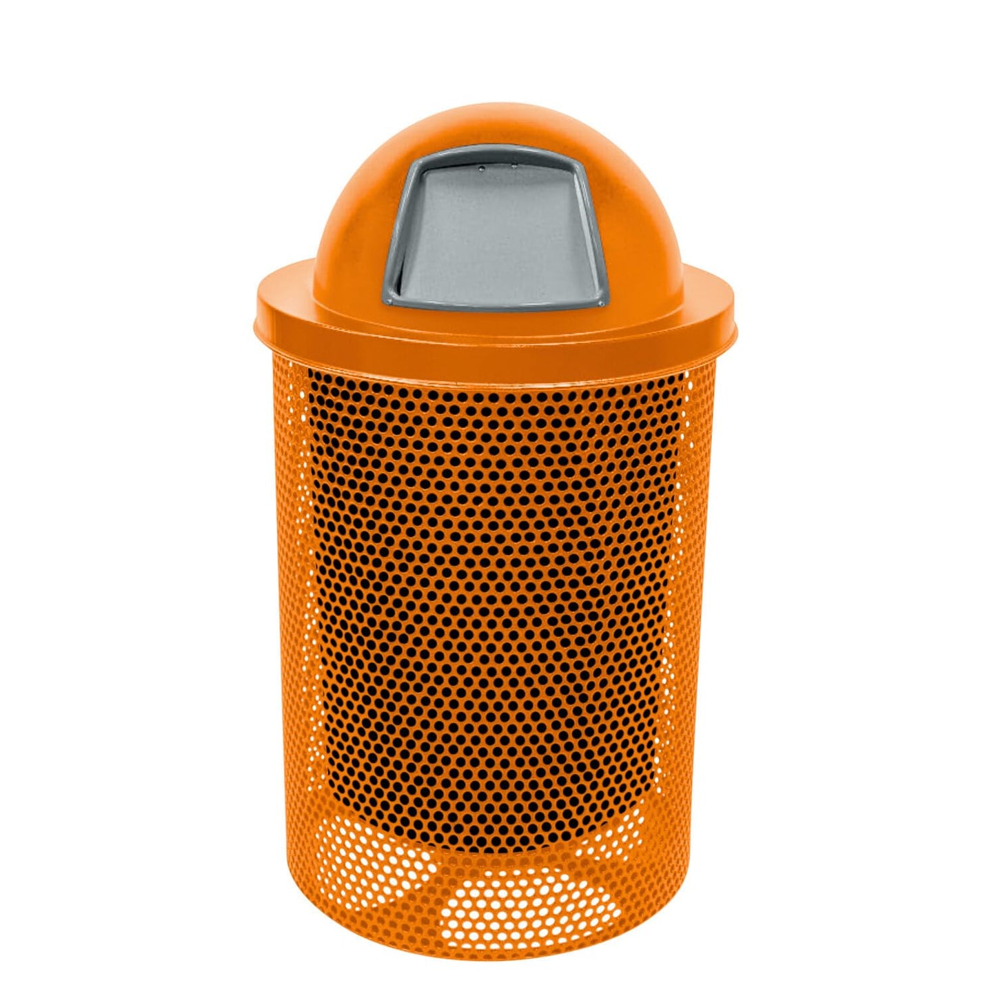 RDT-P-ORG Heavy Duty Round Trash Receptacle with Dome Top, Liner Included, 32 Gallon, Orange, Made in America