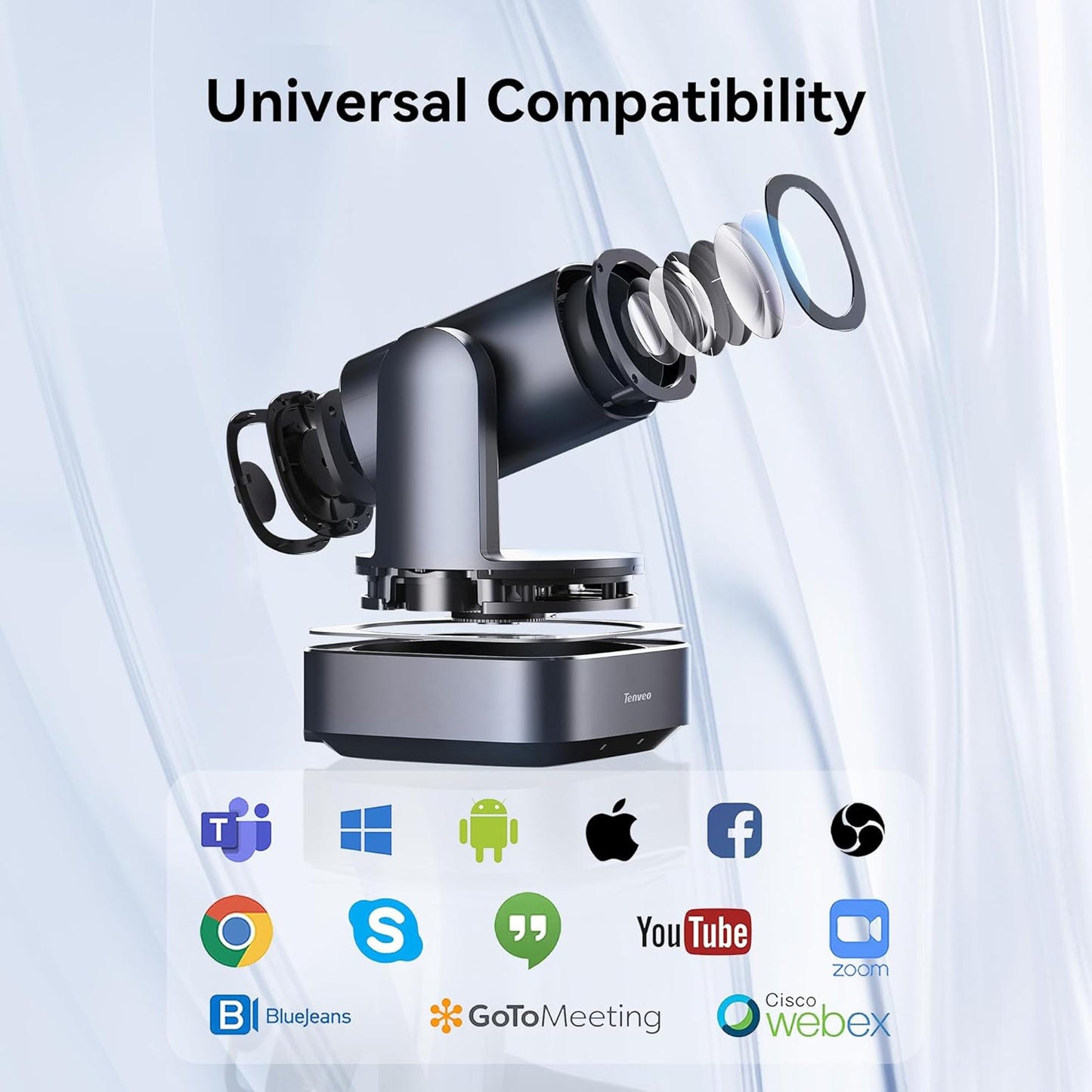 Tenveo VLoop PTZ Camera with 20X Optical Zoom Wide View Angle USB3.0/HDMI Works with Zoom Skype Teams FHD 1080P for Video Conference Red Dot Design Winner (VL20H)