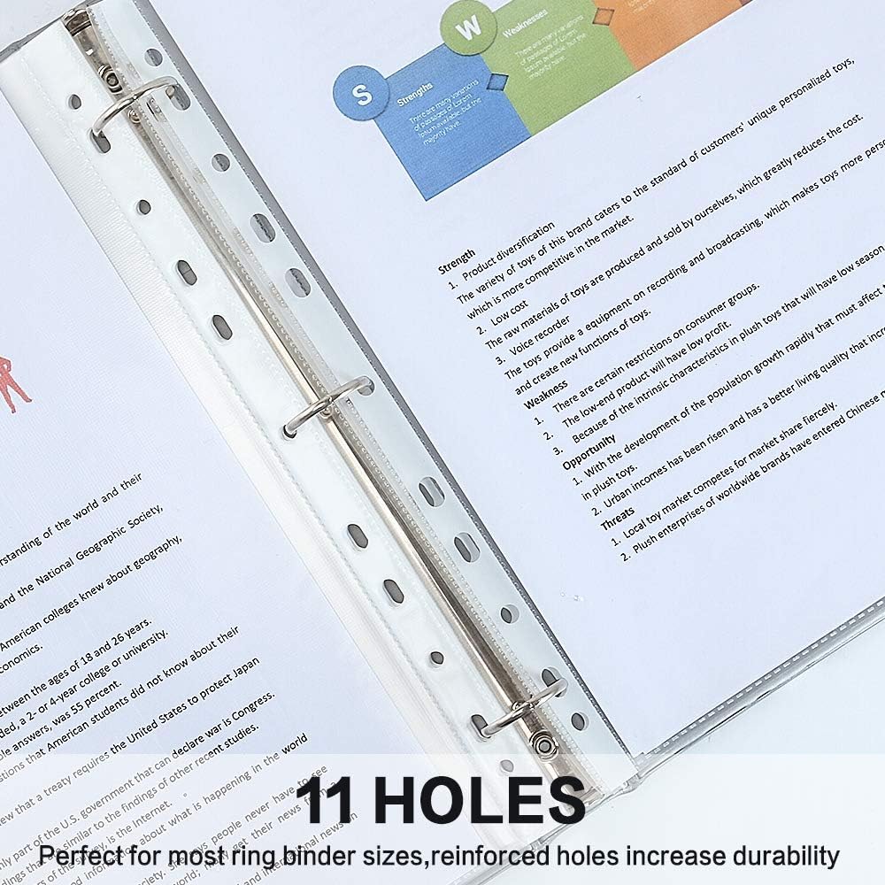 Sheet Protectors, HERKKA 900 Pack Heavy Duty Clear Plastic Page Protectors Sheet Reinforced 11-Hole Fit for 3 Ring Binder Fits Standard 8.5 x 11 Paper, 9.25 x 11.25 Top Loaded, Acid Free