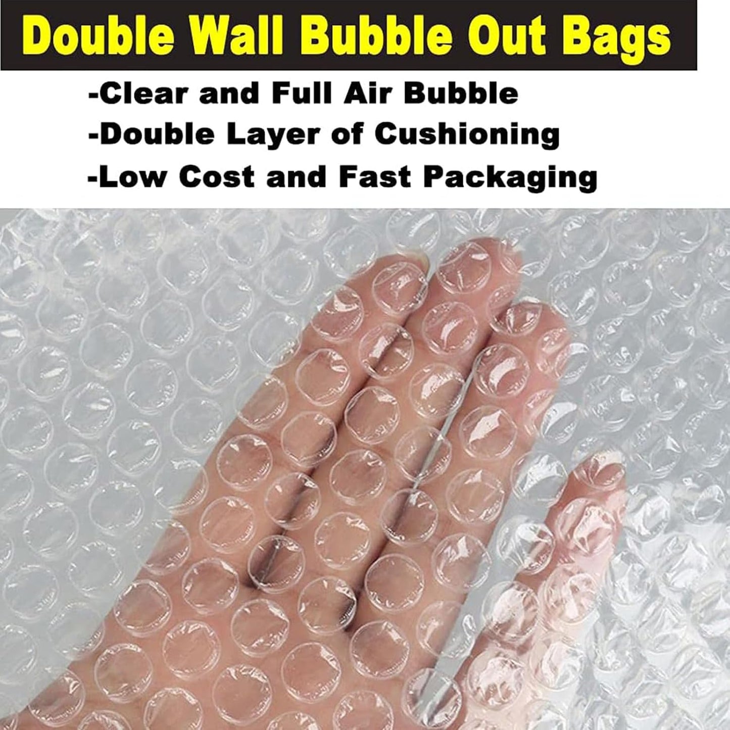 50Pcs Clear Bubble Out Bags, 12”x16” Bubble Pouches Bags for Shipping, Double Wall Cushioning Wrap Pouch for Moving Packaging Storage Fragile China Dishes Electronic Item