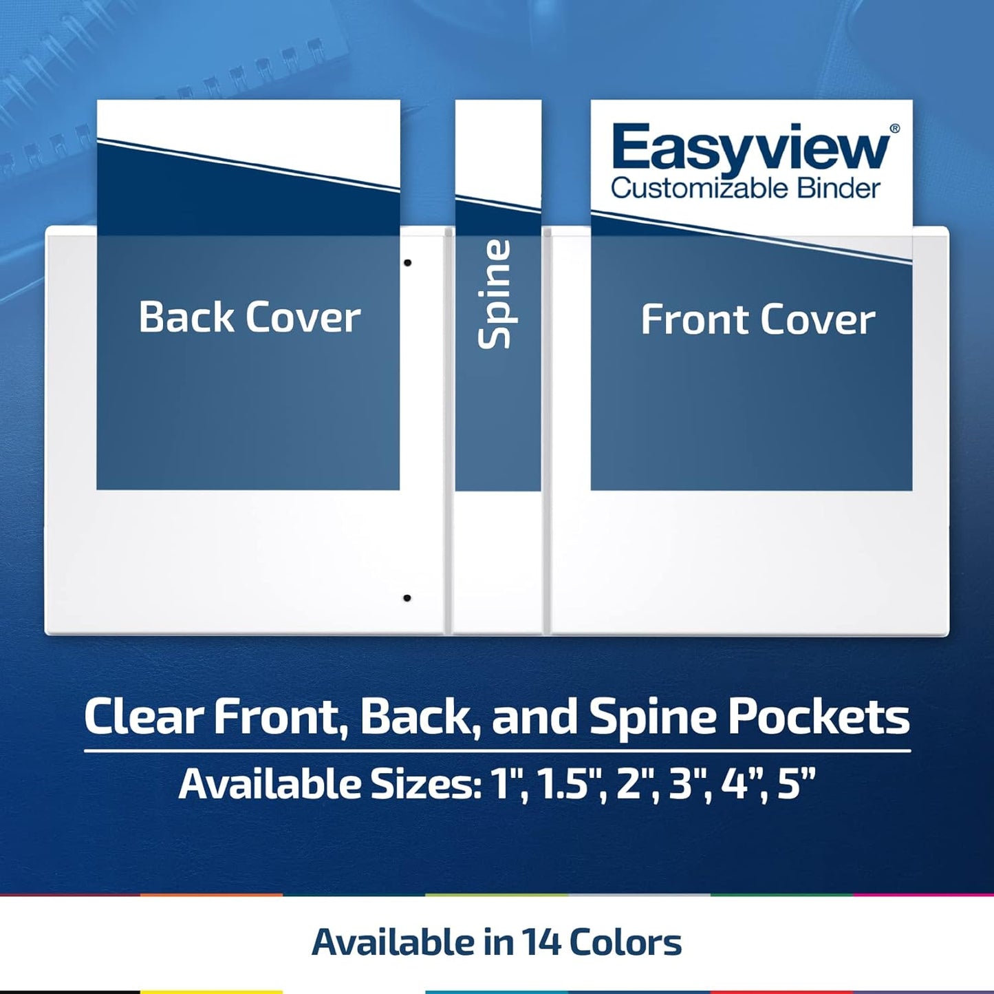 Easyview Premium 3-Ring Binders with Clear-View Covers and Round Rings, Binders for School or Office, 2 Inch, Pack of 6, Navy Blue