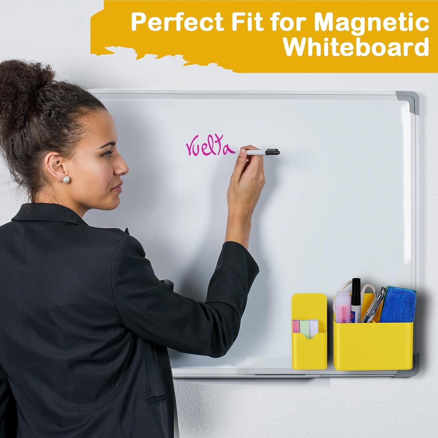 Magnetic Pen Holder,2 Pack Magnetic Dry Erase Marker Holder with Generous Compartments,Strong Magnet Storage Marker Pen Pencil Organizer for Refrigerator,Whiteboard,Locker Accessories